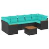 vidaXL Conjunto de sof&aacute; de jardim com 8 pe&ccedil;as e almofadas em rattan sint&eacute;tico preto