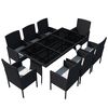 vidaXL 9 pcs conjunto jantar exterior com almofad&otilde;es vime PE preto
