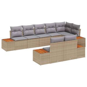 vidaXL Conjunto de Sof&aacute; de Jardim 8 pcs Bege e Cinza Claro Polirattan