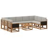 vidaXL Conjunto de Sof&aacute;s para Exterior 10 pcs Natural e Cinzento-Claro