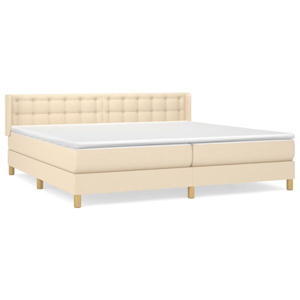 vidaXL Cama com molas/colch&atilde;o 200x200 cm tecido cor creme
