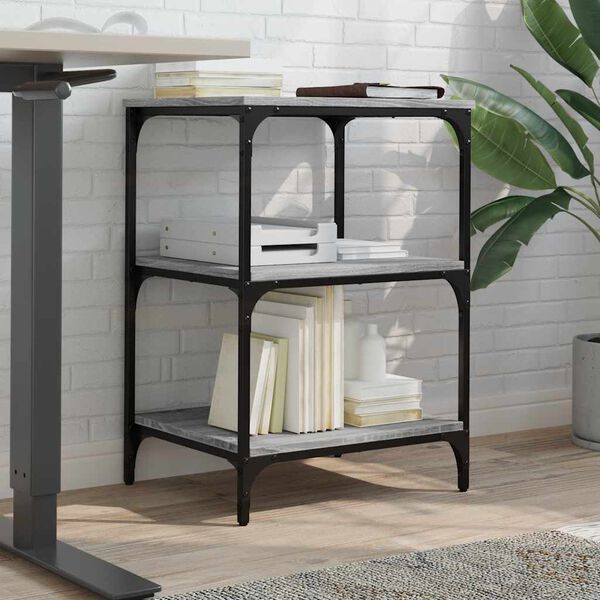 vidaXL Suporte impressora 3 prateleiras deriv. madeira cinza sonoma