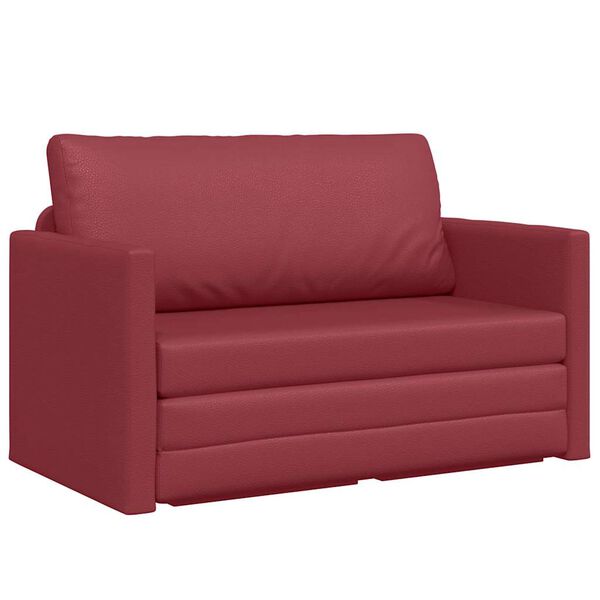 vidaXL Sof&aacute;-Cama 110cm Vinho Vermelho Couro Artificial
