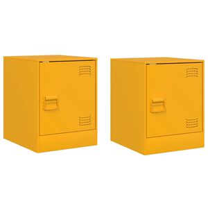 vidaXL Mesas de cabeceira 2 pcs 34,5x39x44 cm a&ccedil;o amarelo mostarda