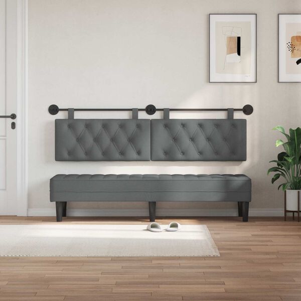 vidaXL Cabeceira Suspensa Cinza Escuro 170 x 55 x 7 cm tecido