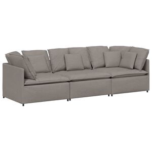 vidaXL Sof&aacute; modular com almofadas tecido castanho-acinzentado