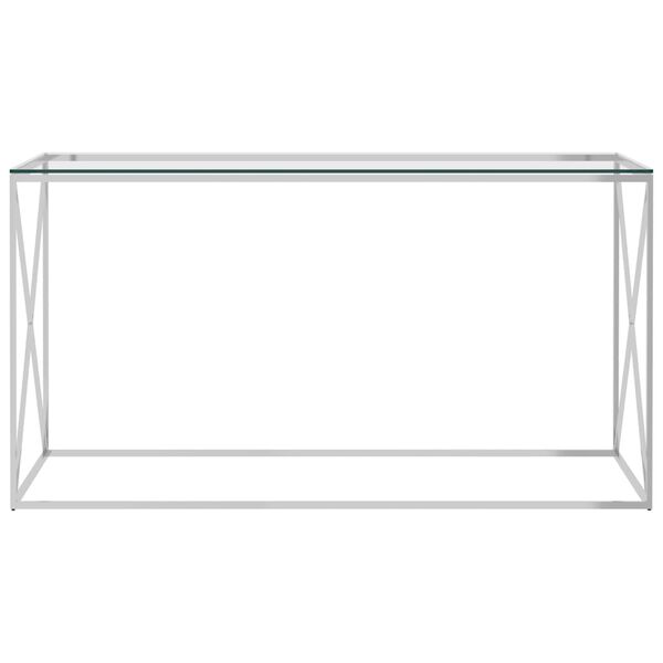 vidaXL Mesa de apoio 140x40x78 cm aço inoxidável e vidro prateado