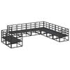 vidaXL Conjunto de Sofá de Jardim com almofada 9 pcs Preto Alumínio