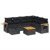 vidaXL 8 pcs conjunto sof&aacute;s de jardim com almofad&otilde;es vime PE preto
