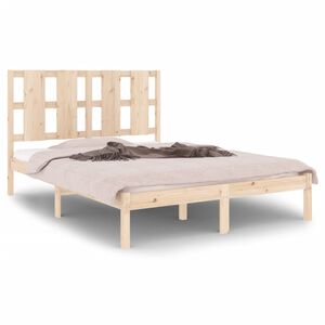 vidaXL Estrutura de cama casal 135x190 cm madeira maci&ccedil;a