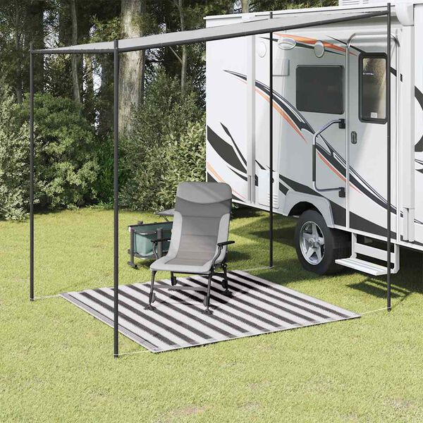 vidaXL Tapete de campismo para tenda 200x200 cm antracite e branco