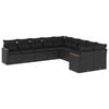 vidaXL 10 pcs conjunto sof&aacute;s de jardim c/ almofad&otilde;es vime PE preto
