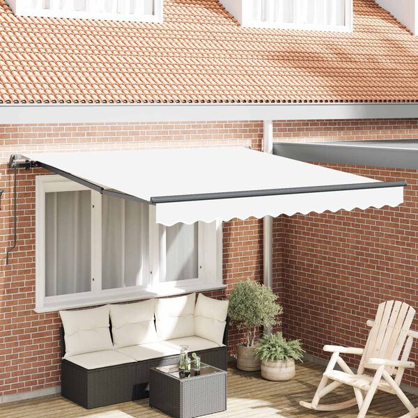 vidaXL Toldo Retr&aacute;til Manual Branco 300 x 250 cm Poli&eacute;ster e A&ccedil;o