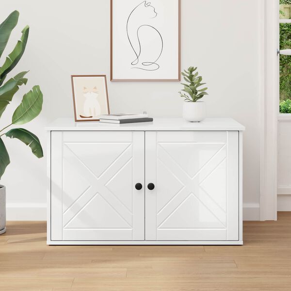 vidaXL Casa para Gatos Branco Brilhante 85 x 55 x 50 cm