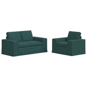 vidaXL Conjunto de Sof&aacute;s 2 unid. Verde Escuro tecido