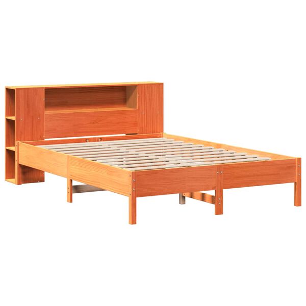 vidaXL Cama com estante sem colch&atilde;o 150x200 cm pinho maci&ccedil;o