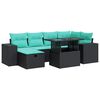 vidaXL 7 pcs conjunto sof&aacute;s jardim almofad&otilde;es vime PE/ac&aacute;cia cinzento