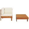 vidaXL 2 pcs conj. lounge de jardim c/ almofad&otilde;es branco nata ac&aacute;cia