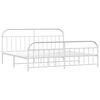 vidaXL Estrutura de cama com cabeceira e p&eacute;s 193x203 cm metal branco