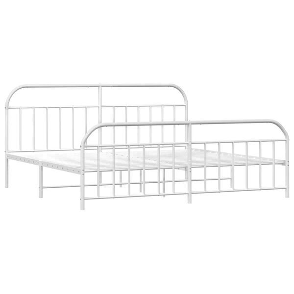 vidaXL Estrutura de cama com cabeceira e p&eacute;s 193x203 cm metal branco