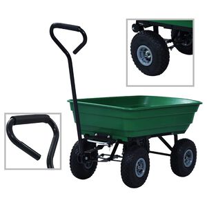 vidaXL Carrinho de m&atilde;o basculante para jardim 300 kg 75 L verde