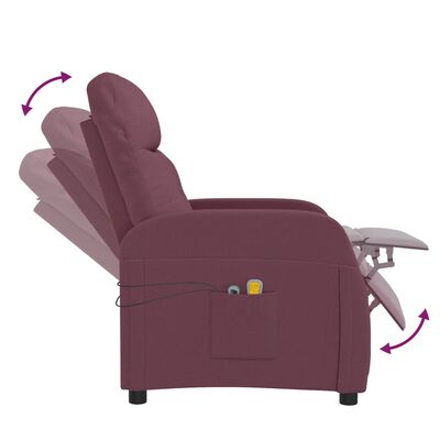 vidaXL Poltrona de massagens elétrica tecido roxo