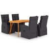 vidaXL 5 pcs conjunto de jantar para jardim preto