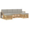 vidaXL Conjunto de Sof&aacute;s para Exterior 6 unid. Branco e Cinzento-Claro
