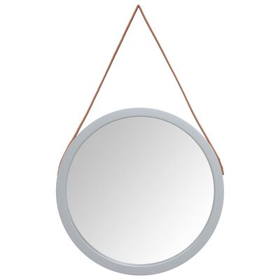 vidaXL Espelho de parede com alça Ø 55 cm prateado