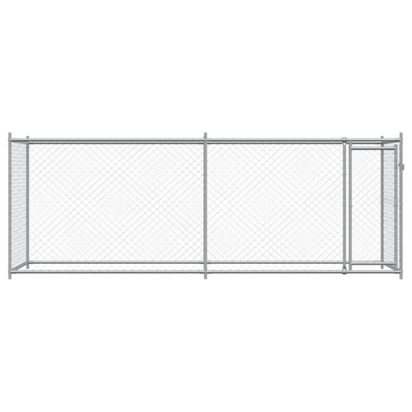 vidaXL Jaula para c&atilde;o com porta 4x2x1,5 m a&ccedil;o galvanizado cinzento