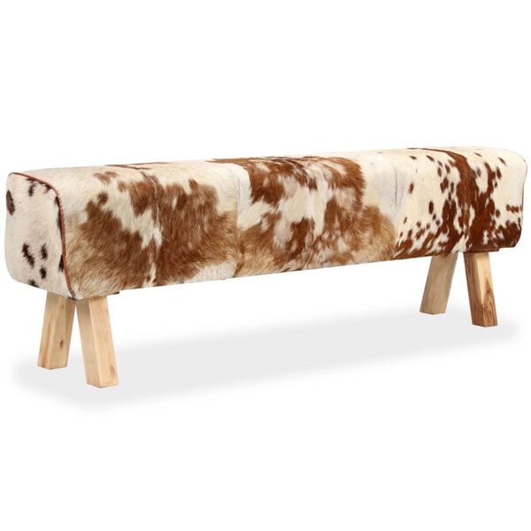 vidaXL Banco em couro de cabra genu&iacute;no 160x28x50 cm