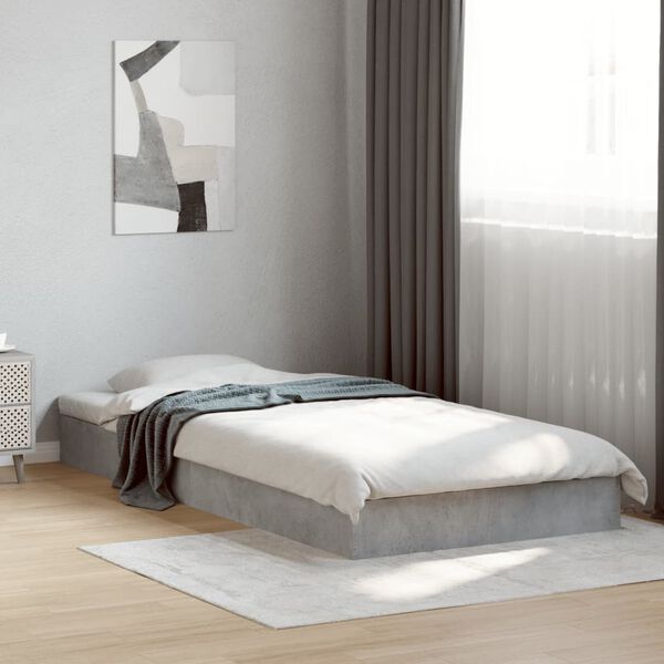 vidaXL Estrutura de cama 75x190 cm derivados de madeira cinza cimento