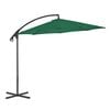 vidaXL Guarda-sol de jardim cantilever c/ poste de a&ccedil;o 300 cm verde