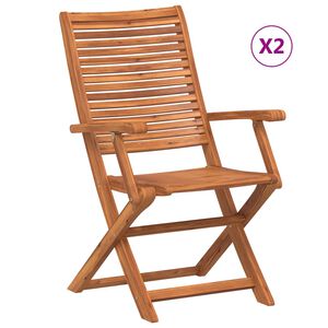 vidaXL Cadeiras jardim dobr&aacute;veis c/ apoio bra&ccedil;os 2 pcs ac&aacute;cia maci&ccedil;a