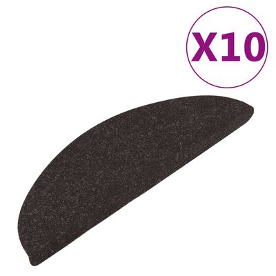 vidaXL Tapetes de escada adesivos 10 pcs 65x22,5x3,5 cm preto
