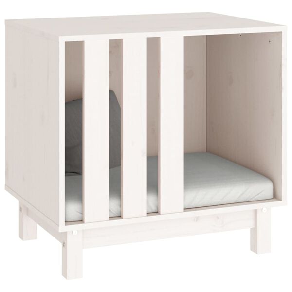 vidaXL Casota para c&atilde;es 60x45x57 cm madeira de pinho maci&ccedil;a branco