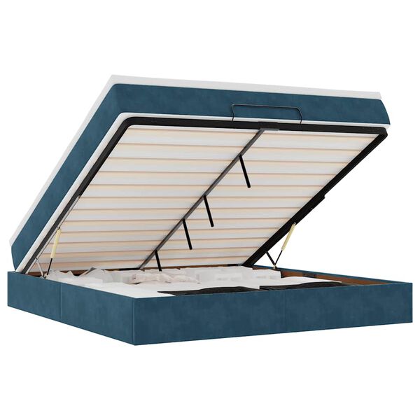vidaXL Estrutura de cama otomana com colch&atilde;o 180x200 cm azul escuro