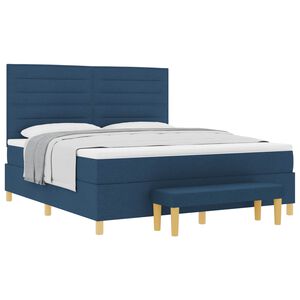 vidaXL Cama Box com colch&atilde;o com cabeceira Azul 180 x 200 cm tecido