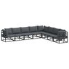 vidaXL Conjunto de Sof&aacute; de Jardim 8 unid. Preto Alum&iacute;nio