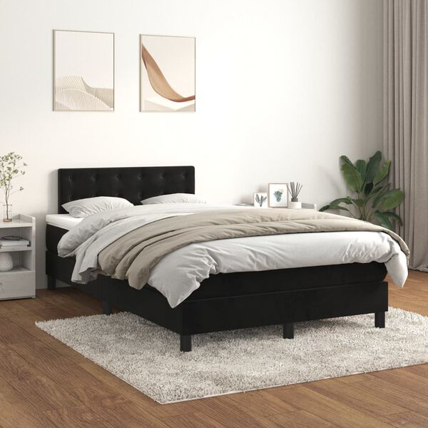 vidaXL Cama boxspring com colch&atilde;o 120x200 cm veludo preto