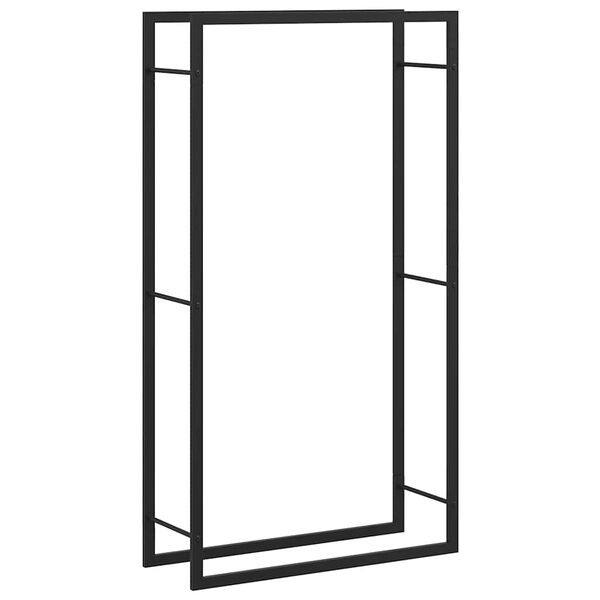 vidaXL Suporte para Lenha Preto Mate 80x28x154 cm A&ccedil;o