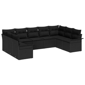 vidaXL Conjunto de Sof&aacute; de Jardim 9 pcs Preto vime PE