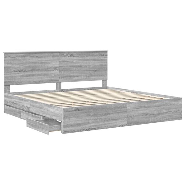 vidaXL Estrutura da Cama com gaveta Cinza Sonoma 200 x 200 cm