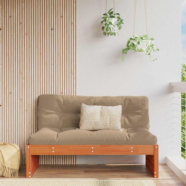 vidaXL Sof&aacute; do Meio do Jardim Madeira de Pinho S&oacute;lido Castanho Cera