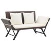 vidaXL Banco de jardim c/ almofad&otilde;es 176 cm vime PE castanho