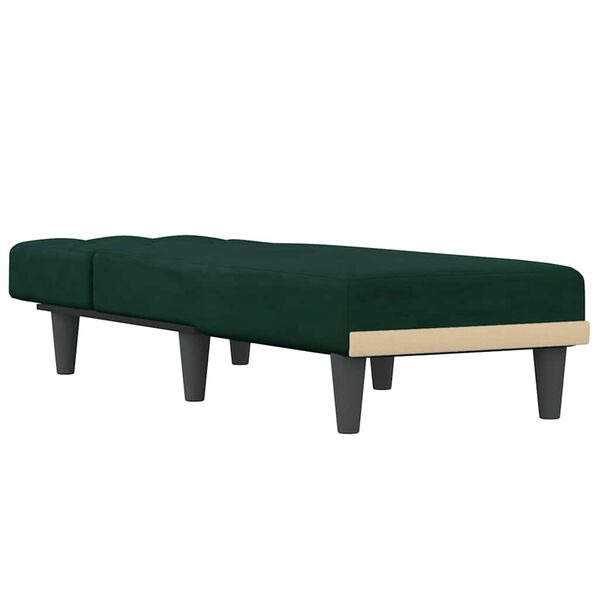 vidaXL Chaise longue veludo verde-escuro