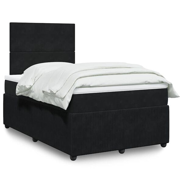 vidaXL Cama boxspring com colch&atilde;o 120x200 cm veludo preto