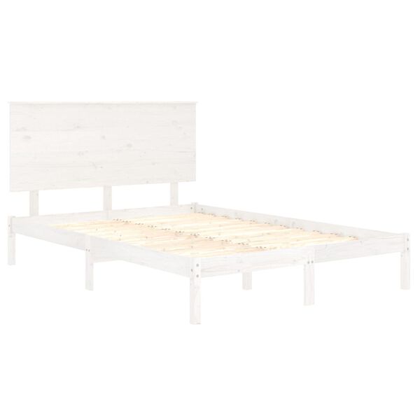 vidaXL Cama sem colch&atilde;o 140x200 cm madeira de pinho maci&ccedil;a branco