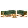 vidaXL 6 pcs conj. lounge jardim madeira c/almofad&otilde;es verdes