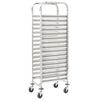 vidaXL Carrinho cozinha p/ 16 bandejas 38x55x163 cm a&ccedil;o inoxid&aacute;vel